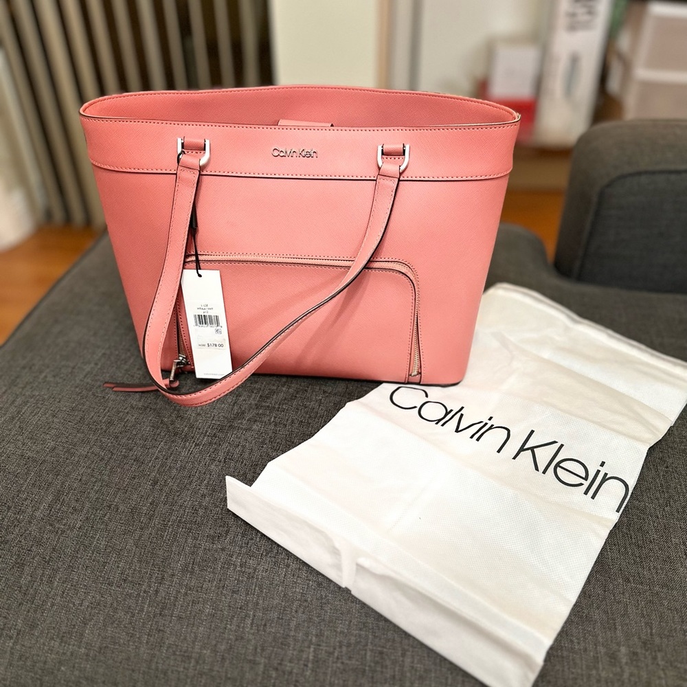 NWT Calvin Klein Louise Saffiano Leather tote bag